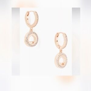 Kate Spade Gold-Tone Spot the Spade Pave Huggies Earrings BRAND NEW